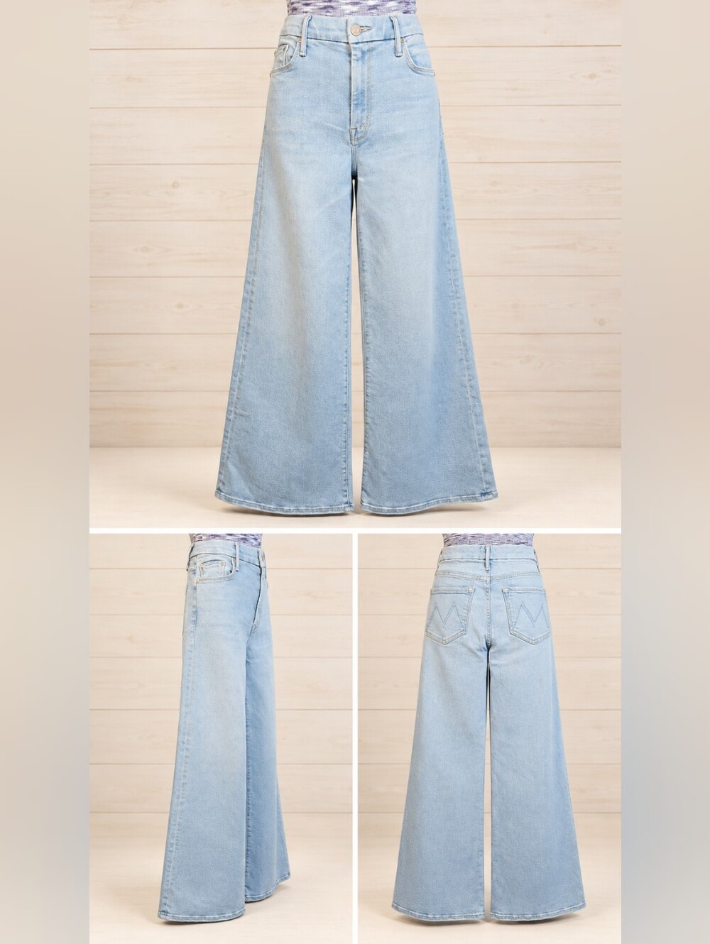 MOTHER The Roller Sneak Mid Rise Wide Leg Jeans 27 Ball’s In Your Court